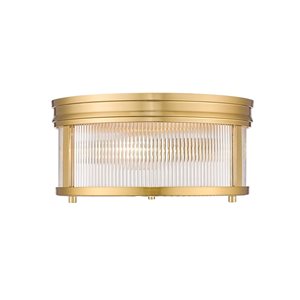 Z-Lite Carnaby 13-in Modern Gold 2-Light Flush-Mount Light