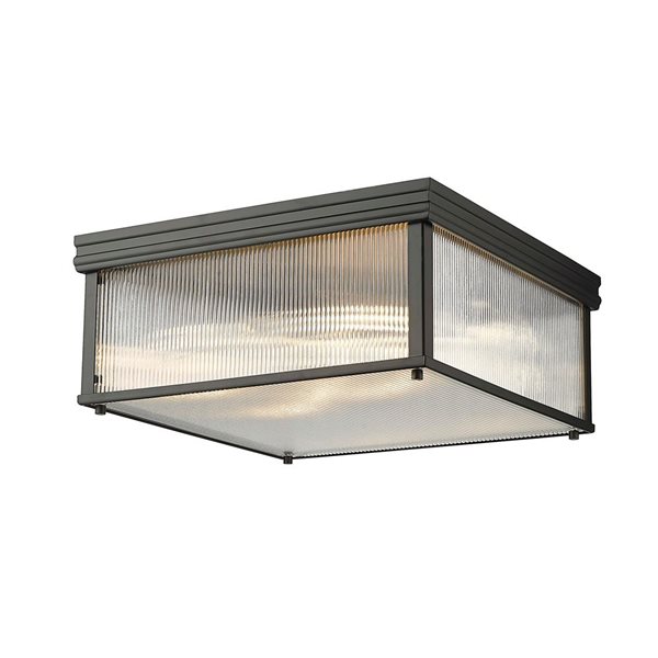 Z-Lite Carnaby 18-in Matte Black 4-Light Square Flush-Mount Light