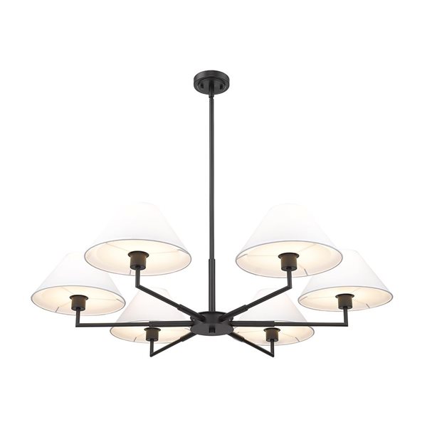 Z-Lite Leila 44-in Matte Black 6-Light Linear Chandelier