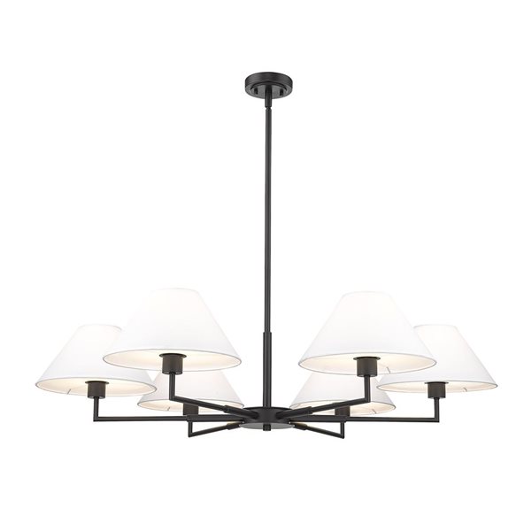 Z-Lite Leila 44-in Matte Black 6-Light Linear Chandelier