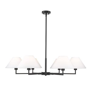 Z-Lite Leila 44-in Matte Black 6-Light Linear Chandelier