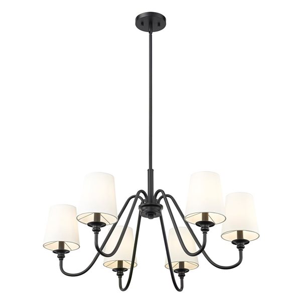 Z-Lite Gianna 32-in Matte Black 6-Light Tiered Chandelier