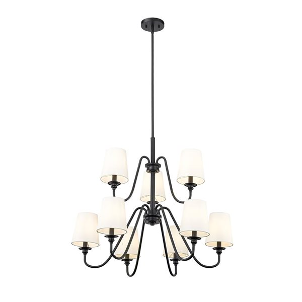 Z-Lite Gianna 32-in Matte Black 9-Light Tiered Chandelier