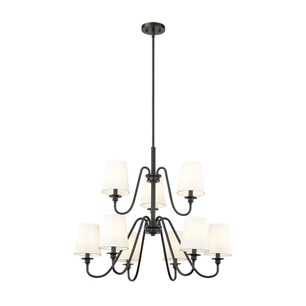 Z-Lite Gianna 32-in Matte Black 9-Light Tiered Chandelier