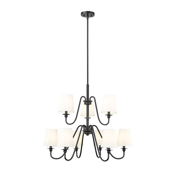 Z-Lite Gianna 32-in Matte Black 9-Light Tiered Chandelier