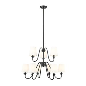 Z-Lite Gianna 32-in Matte Black 9-Light Tiered Chandelier