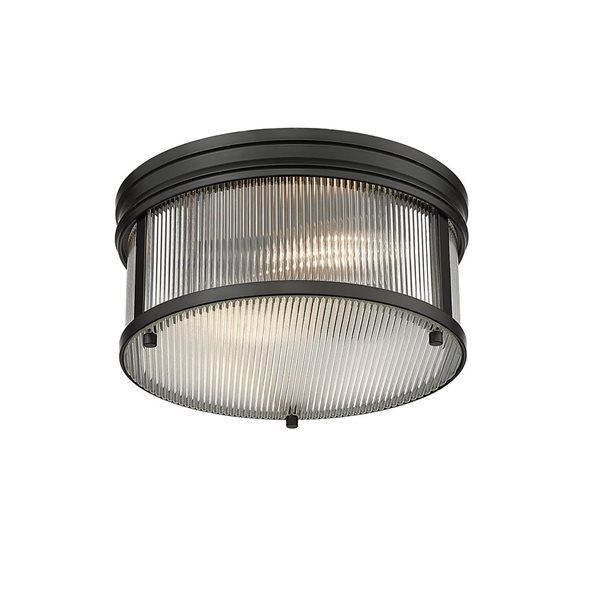 Z-Lite Carnaby 13-in Matte Black 2-Light Flush-Mount Light