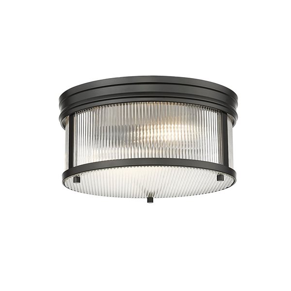 Z-Lite Carnaby 13-in Matte Black 2-Light Flush-Mount Light