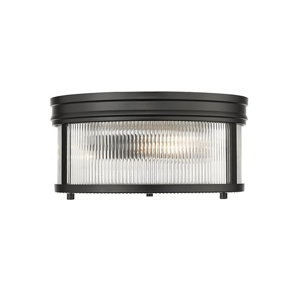 Z-Lite Carnaby 13-in Matte Black 2-Light Flush-Mount Light