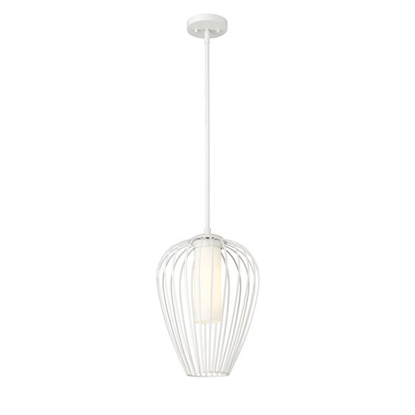 Z-Lite Savanti Textured White 1-Light Teardrop Pendant Light