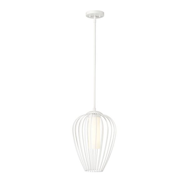 Z-Lite Savanti Textured White 1-Light Teardrop Pendant Light