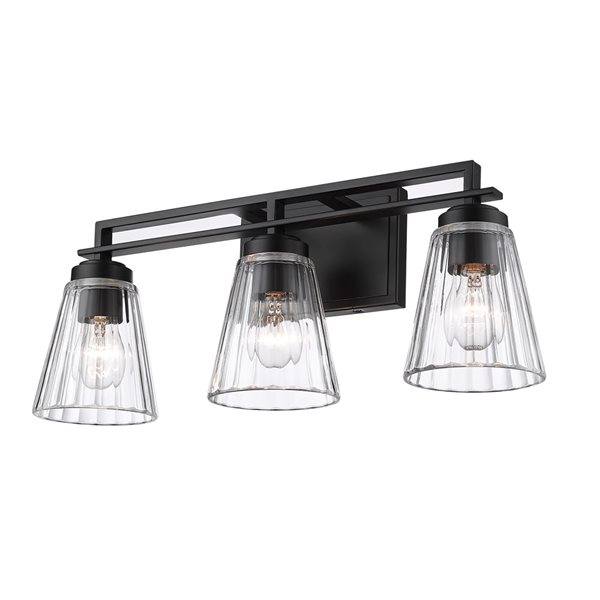 Z-Lite Lyna 22-in Matte Black 3-Light Vanity Light