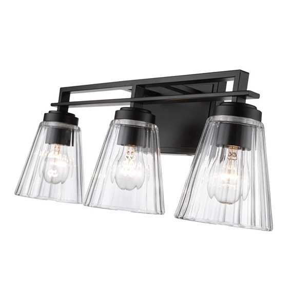 Z-Lite Lyna 22-in Matte Black 3-Light Vanity Light