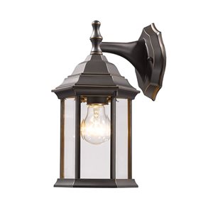 Z-Lite Waterdown 11.75-in Oil Rubbed Bronze 1-Light Outdoor Wall Lantern