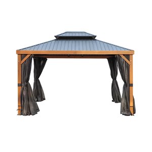 Gazebo Penguin Yosemite 10 x 12-ft Aluminum Frame Wood Finish Gazebo