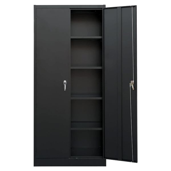 Grande armoire de rangement robuste Storemax par Carnation, 4 tablettes, acier noir