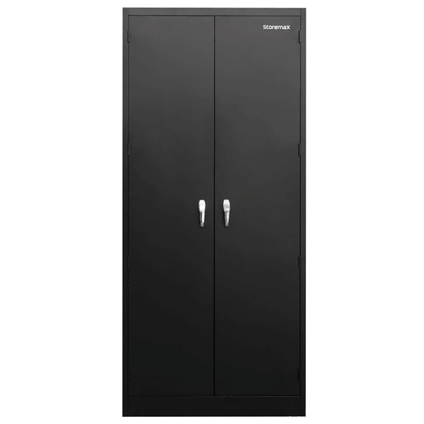 Grande armoire de rangement robuste Storemax par Carnation, 4 tablettes, acier noir