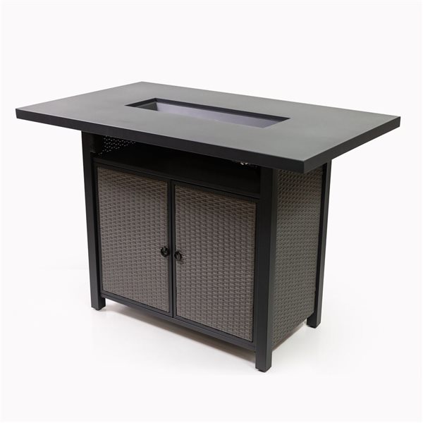 Table-foyer rectangle grise Deko Living 55 po pour l'extérieur au propane 40 000 BTU et tabouret