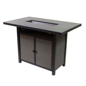 Table-foyer rectangle grise Deko Living 55 po pour l'extérieur au propane 40 000 BTU et tabouret