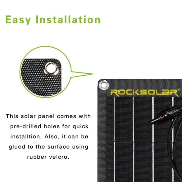 Rocksolar 42x 20-in 100W 12V Flexible Monocrystalline Solar Panel