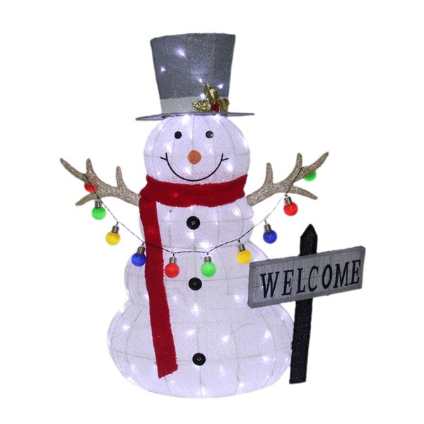 Northlight 48-in Freestanding 3D Lighted Welcome in Snowman