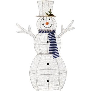 Northlight 48-in Freestanding LED Lighted Silver Mesh Snowman