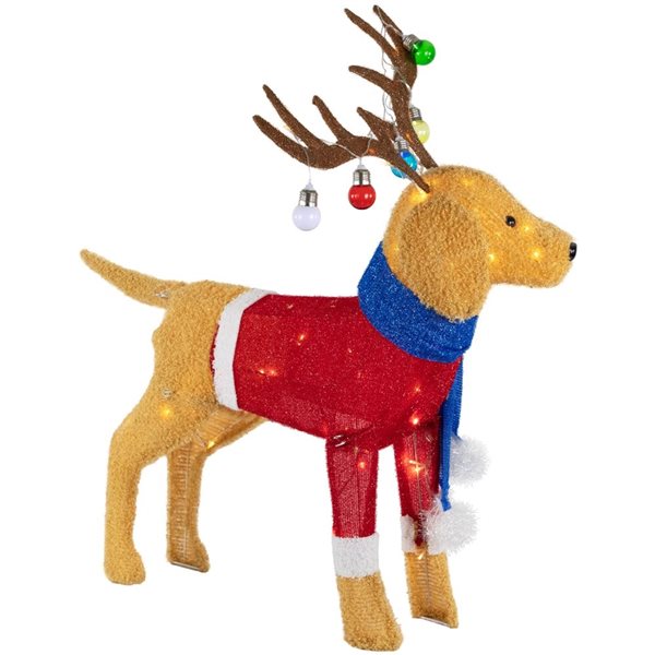 Northlight 36.5-in Freestanding LED Lighted Dog Wearing Antlers