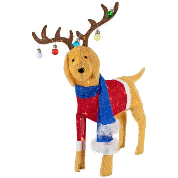 Northlight 36.5-in Freestanding LED Lighted Dog Wearing Antlers