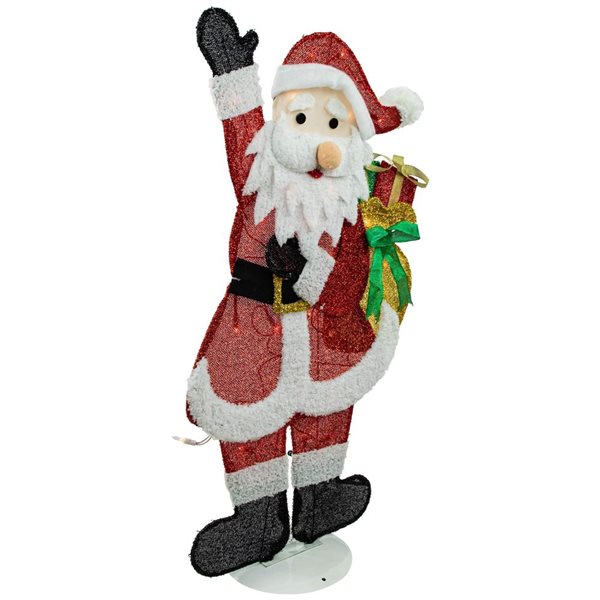 Northlight 32-in Freestanding Red and White Lighted Waving Santa with Gifts