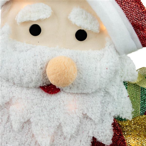 Northlight 32-in Freestanding Red and White Lighted Waving Santa with Gifts