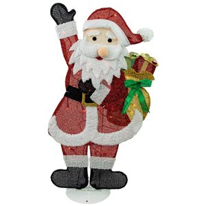 Northlight 32-in Freestanding Red and White Lighted Waving Santa with Gifts