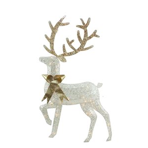 Northlight 46-in Freestanding Lighted 2-D Silver Glitter Reindeer