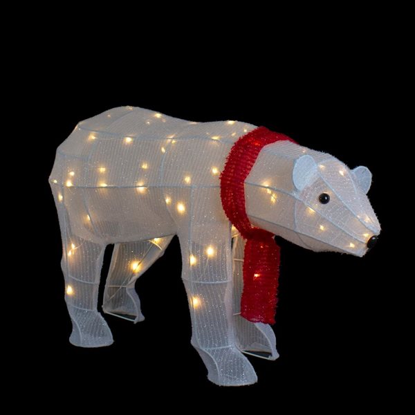 Northlight 32-in Freestanding LED Lighted Tinsel Polar Bear