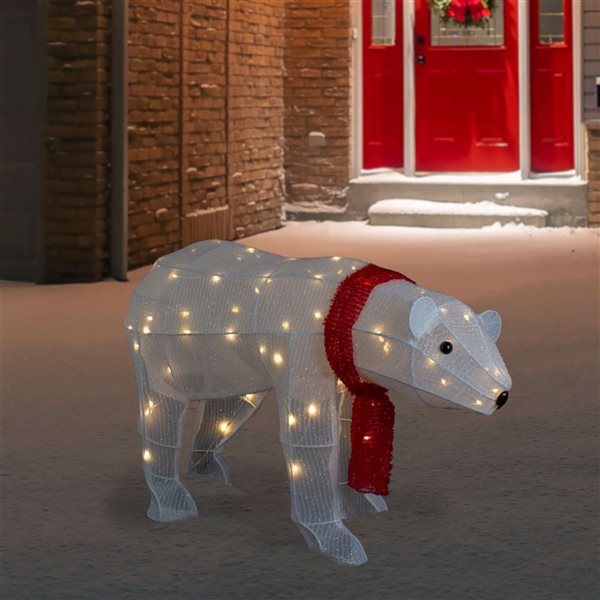 Northlight 32-in Freestanding LED Lighted Tinsel Polar Bear