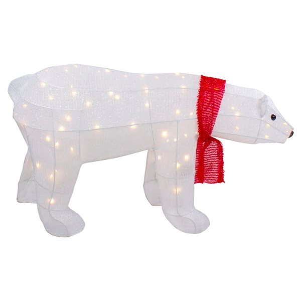 Northlight 32-in Freestanding LED Lighted Tinsel Polar Bear