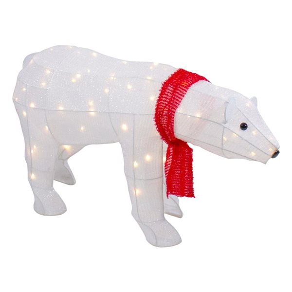 Northlight 32-in Freestanding LED Lighted Tinsel Polar Bear