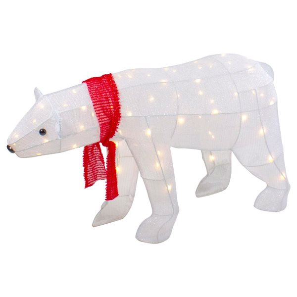 Northlight 32-in Freestanding LED Lighted Tinsel Polar Bear