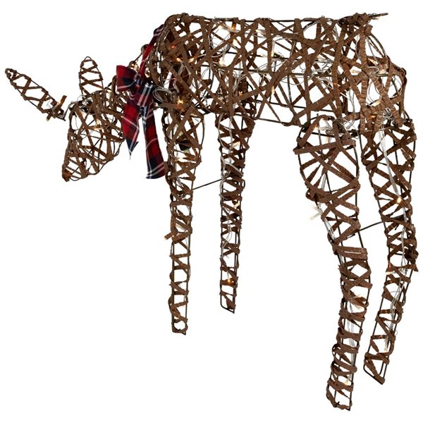 Northlight 35-in Freestanding LED Lighted Feeding Rattan Reindeer