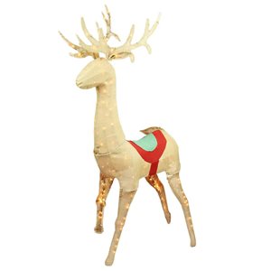 Northlight 60-in Freestanding Beige and Red Pre-Lit Standing Reindee