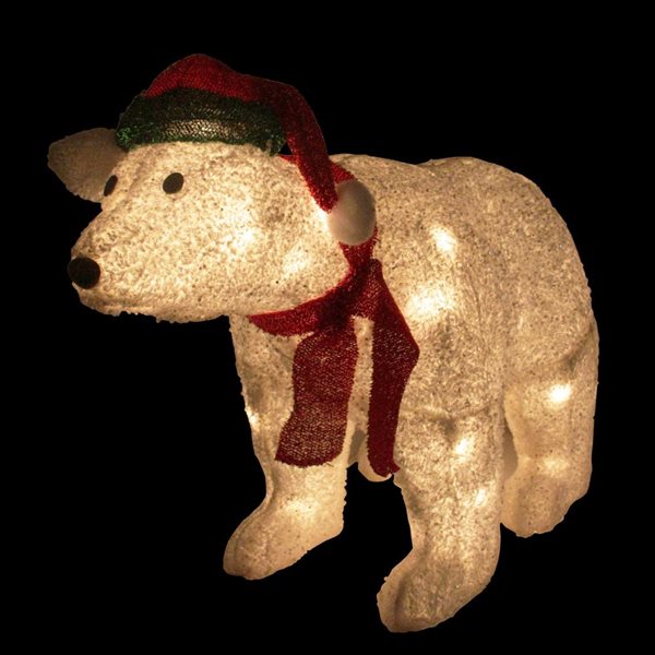 Northlight 23-in Freestanding Pre-Lit White Glittered Polar Bear