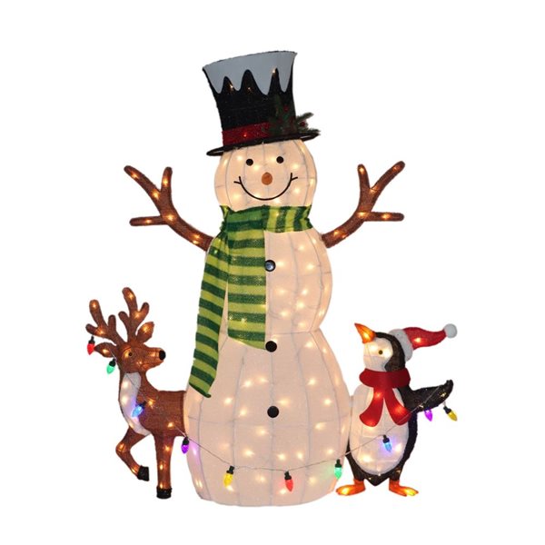 Northlight 48-in Freestanding 3D Lighted Snowman Penguin and Deer