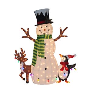 Northlight 48-in Freestanding 3D Lighted Snowman Penguin and Deer