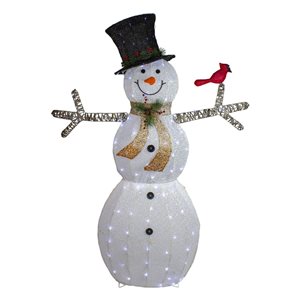 Northlight 72-in Freestanding White and Black LED Lighted Snowman with Top Hat