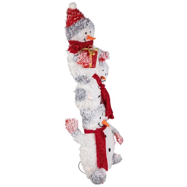 Northlight 42-in Freestanding Lighted Stacked Snowman Family Outdoor