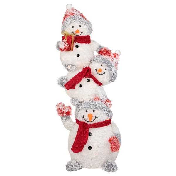 Northlight 42-in Freestanding Lighted Stacked Snowman Family Outdoor