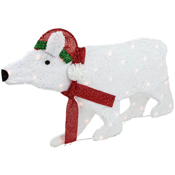Northlight 18.5-in Lighted 2D Glittered White Polar Bear