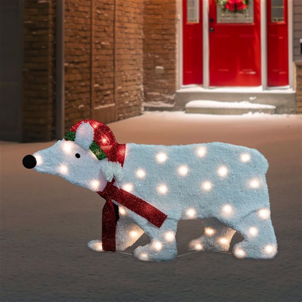 Northlight 18.5-in Lighted 2D Glittered White Polar Bear
