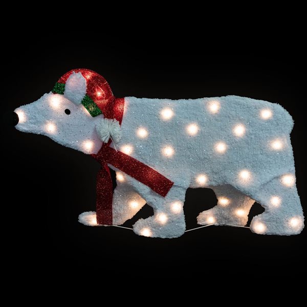 Northlight 18.5-in Lighted 2D Glittered White Polar Bear