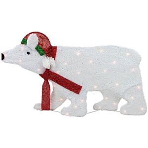 Northlight 18.5-in Lighted 2D Glittered White Polar Bear