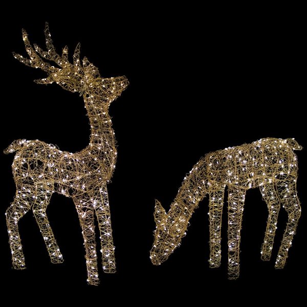 Northlight 37-in Freestanding LED Twinkle Lighted Gold Mesh Reindeer - Set of 2